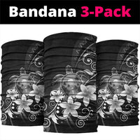 Hawaii Honu Neck Gaiter Polynesian Curves Plumeria Grayscale - Polynesian Pride