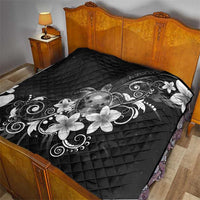 Hawaii Honu Quilt Polynesian Curves Plumeria Grayscale - Polynesian Pride