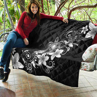 Hawaii Honu Quilt Polynesian Curves Plumeria Grayscale - Polynesian Pride