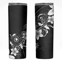 Hawaii Honu Skinny Tumbler Polynesian Curves Plumeria Grayscale - Polynesian Pride