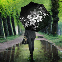 Hawaii Honu Umbrella Polynesian Curves Plumeria Grayscale - Polynesian Pride