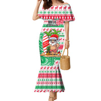 Hawaii Christmas Family Matching Mermaid Dress and Hawaiian Shirt Santa Claus Surf Mele Kalikimaka LT05 Mom's Dress Red - Polynesian Pride