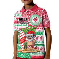 Hawaii Christmas Kid Polo Shirt Santa Claus Surf Mele Kalikimaka LT05 Kid Red - Polynesian Pride