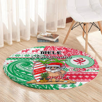 Hawaii Christmas Round Carpet Santa Claus Surf Mele Kalikimaka LT05 - Polynesian Pride