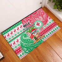 Hawaii Christmas Rubber Doormat Santa Claus Surf Mele Kalikimaka LT05 Red - Polynesian Pride