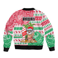 Hawaii Christmas Sleeve Zip Bomber Jacket Santa Claus Surf Mele Kalikimaka LT05 - Polynesian Pride