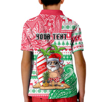 Personalized Hawaii Christmas Kid Polo Shirt Santa Claus Surf Mele Kalikimaka LT05 - Polynesian Pride