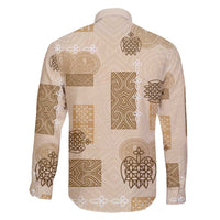 Vintage Lapita Family Matching Off Shoulder Short Dress and Hawaiian Shirt Iconic Double Face Pattern Beige