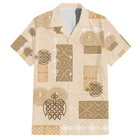Vintage Lapita Family Matching Short Sleeve Bodycon Dress and Hawaiian Shirt Iconic Double Face Pattern Beige LT05 Dad's Shirt - Short Sleeve Beige - Polynesian Pride
