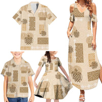 Vintage Lapita Family Matching Summer Maxi Dress and Hawaiian Shirt Iconic Double Face Pattern Beige LT05 - Polynesian Pride