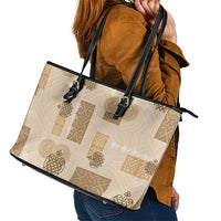 Vintage Lapita Leather Tote Bag Iconic Double Face Pattern Beige