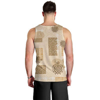 Vintage Lapita Men Tank Top Iconic Double Face Pattern Beige