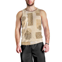 Vintage Lapita Men Tank Top Iconic Double Face Pattern Beige