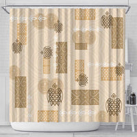 Vintage Lapita Shower Curtain Iconic Double Face Pattern Beige