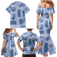 Vintage Lapita Family Matching Mermaid Dress and Hawaiian Shirt Iconic Double Face Pattern Blue LT05 - Polynesian Pride
