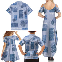 Vintage Lapita Family Matching Summer Maxi Dress and Hawaiian Shirt Iconic Double Face Pattern Blue LT05 - Polynesian Pride