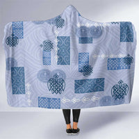 Vintage Lapita Hooded Blanket Iconic Double Face Pattern Blue