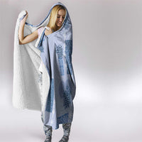 Vintage Lapita Hooded Blanket Iconic Double Face Pattern Blue