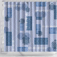 Vintage Lapita Shower Curtain Iconic Double Face Pattern Blue
