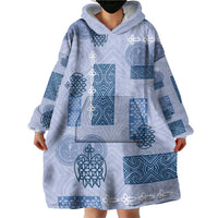 Vintage Lapita Wearable Blanket Hoodie Iconic Double Face Pattern Blue