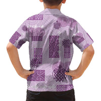 Vintage Lapita Family Matching Short Sleeve Bodycon Dress and Hawaiian Shirt Iconic Double Face Pattern Violet LT05 - Polynesian Pride