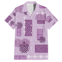 Vintage Lapita Family Matching Short Sleeve Bodycon Dress and Hawaiian Shirt Iconic Double Face Pattern Violet LT05 Dad's Shirt - Short Sleeve Violet - Polynesian Pride