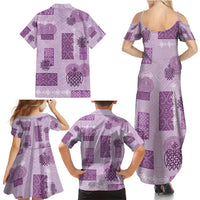 Vintage Lapita Family Matching Summer Maxi Dress and Hawaiian Shirt Iconic Double Face Pattern Violet LT05 - Polynesian Pride