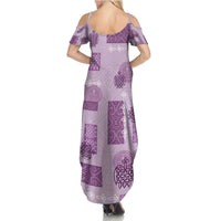 Vintage Lapita Family Matching Summer Maxi Dress and Hawaiian Shirt Iconic Double Face Pattern Violet LT05 - Polynesian Pride