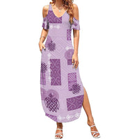 Vintage Lapita Summer Maxi Dress Iconic Double Face Pattern Violet