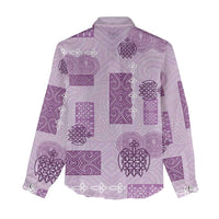 Vintage Lapita Women Casual Shirt Iconic Double Face Pattern Violet LT05 - Polynesian Pride