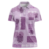 Vintage Lapita Women Polo Shirt Iconic Double Face Pattern Violet