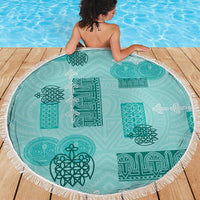 Vintage Lapita Beach Blanket Iconic Double Face Pattern Turquoise