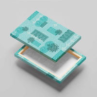 Vintage Lapita Canvas Wall Art Iconic Double Face Pattern Turquoise