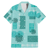 Vintage Lapita Family Matching Mermaid Dress and Hawaiian Shirt Iconic Double Face Pattern Turquoise LT05 Dad's Shirt - Short Sleeve Turquoise - Polynesian Pride