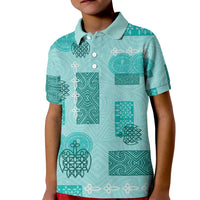 Vintage Lapita Kid Polo Shirt Iconic Double Face Pattern Turquoise LT05 Kid Turquoise - Polynesian Pride