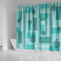 Vintage Lapita Shower Curtain Iconic Double Face Pattern Turquoise