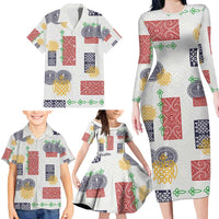 Vintage Lapita Family Matching Long Sleeve Bodycon Dress and Hawaiian Shirt Iconic Double Face Pattern LT05 - Polynesian Pride