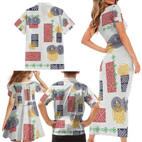 Vintage Lapita Family Matching Short Sleeve Bodycon Dress and Hawaiian Shirt Iconic Double Face Pattern LT05 - Polynesian Pride