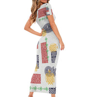 Vintage Lapita Family Matching Short Sleeve Bodycon Dress and Hawaiian Shirt Iconic Double Face Pattern LT05 - Polynesian Pride