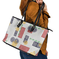 Vintage Lapita Leather Tote Bag Iconic Double Face Pattern LT05 - Polynesian Pride
