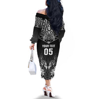 Custom New Zealand Fishing Family Matching Off The Shoulder Long Sleeve Dress and Hawaiian Shirt Aotearoa Maori Koru LT05 - Polynesian Pride