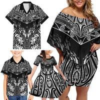 Custom New Zealand Fishing Family Matching Off Shoulder Short Dress and Hawaiian Shirt Aotearoa Maori Koru LT05 - Polynesian Pride