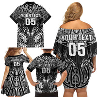 Custom New Zealand Fishing Family Matching Off Shoulder Short Dress and Hawaiian Shirt Aotearoa Maori Koru LT05 - Polynesian Pride