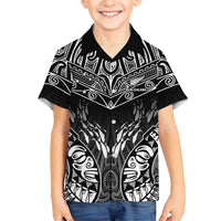 Custom New Zealand Fishing Family Matching Puletasi and Hawaiian Shirt Aotearoa Maori Koru LT05 Son's Shirt Black - Polynesian Pride
