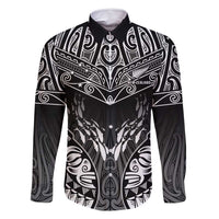 Custom New Zealand Fishing Family Matching Summer Maxi Dress and Hawaiian Shirt Aotearoa Maori Koru LT05 Dad's Shirt - Long Sleeve Black - Polynesian Pride