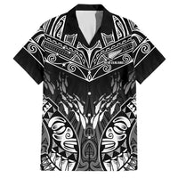 Custom New Zealand Fishing Family Matching Tank Maxi Dress and Hawaiian Shirt Aotearoa Maori Koru LT05 Dad's Shirt - Short Sleeve Black - Polynesian Pride