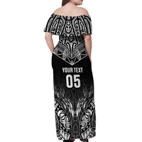 Custom New Zealand Fishing Off Shoulder Maxi Dress Aotearoa Maori Koru - Polynesian Pride