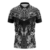 Custom New Zealand Fishing Zipper Polo Shirt Aotearoa Maori Koru LT05 Black - Polynesian Pride