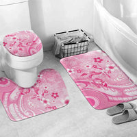 Memorial Pink Breast Cancer Awareness Bathroom Set Plumeria Floral Tribal Pattern - Polynesian Pride