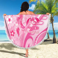 Memorial Pink Breast Cancer Awareness Beach Blanket Plumeria Floral Tribal Pattern - Polynesian Pride